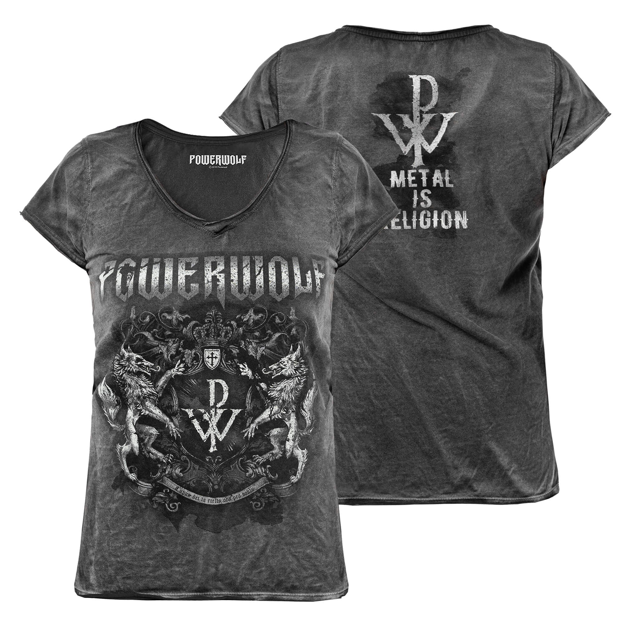 Powerwolf Metal Is Religion - Crest Girlie Shirt 24824